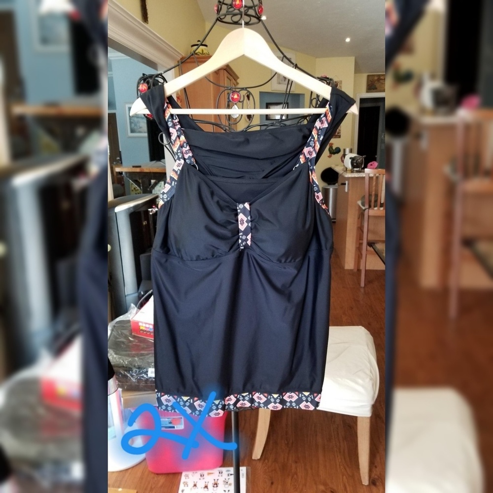 Black 2 piece Tankini Swim Suit Size 2X